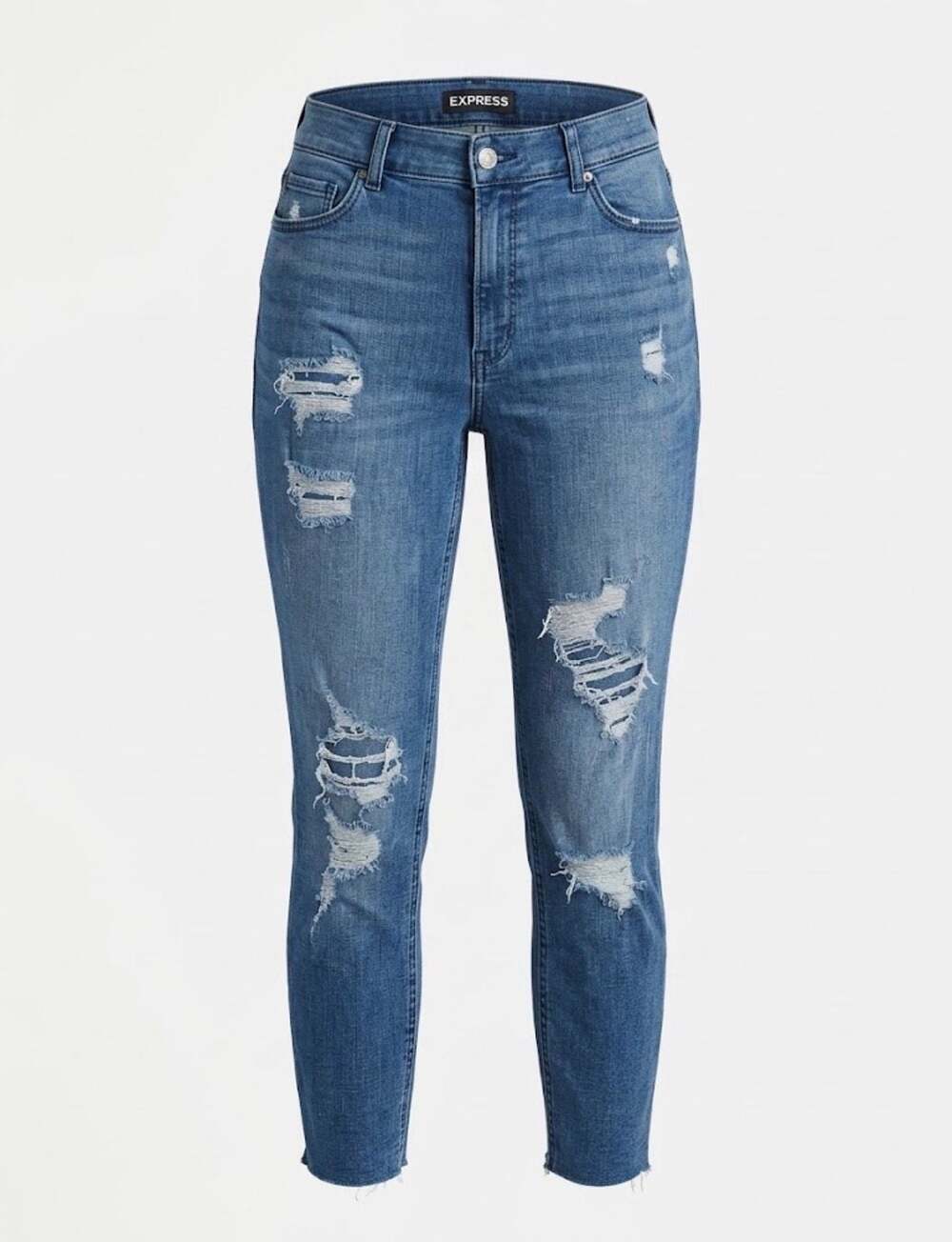 Express High Waisted Ripped Ankle Skinny Jeans 10